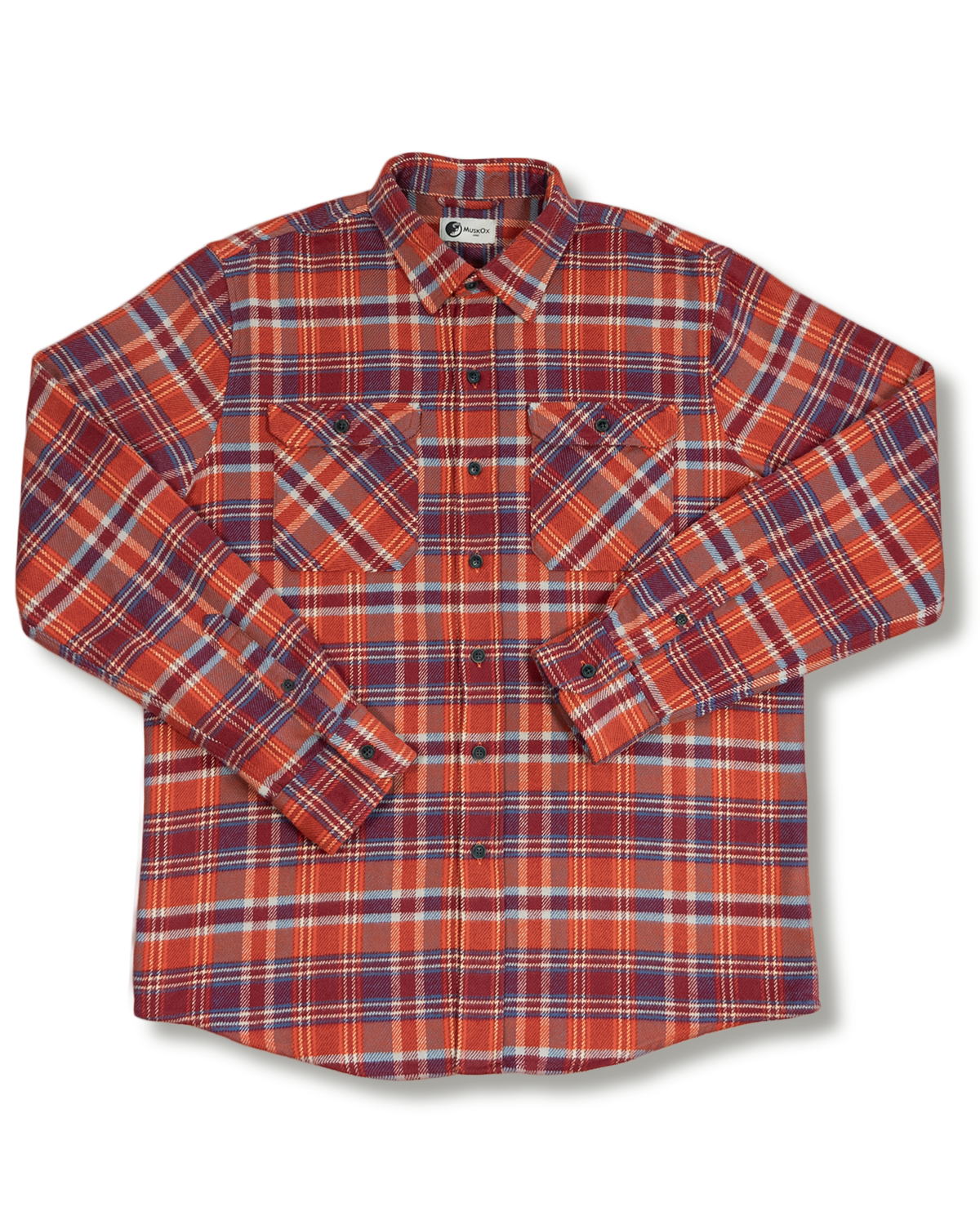 Soft Flannel Shirt for Men, 100% Cotton Flannel in Carmine Orange