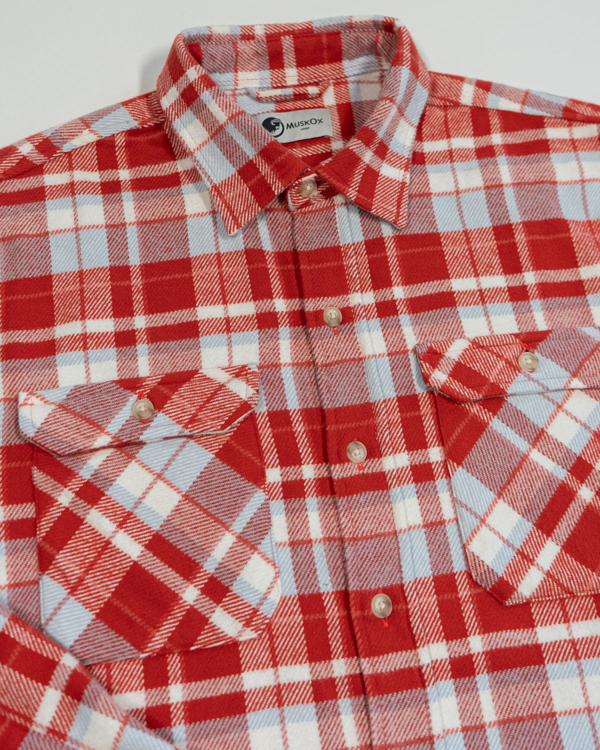 Soft Flannel Shirt for Men, 100% Cotton Flannel in Cayenne Red Plaid