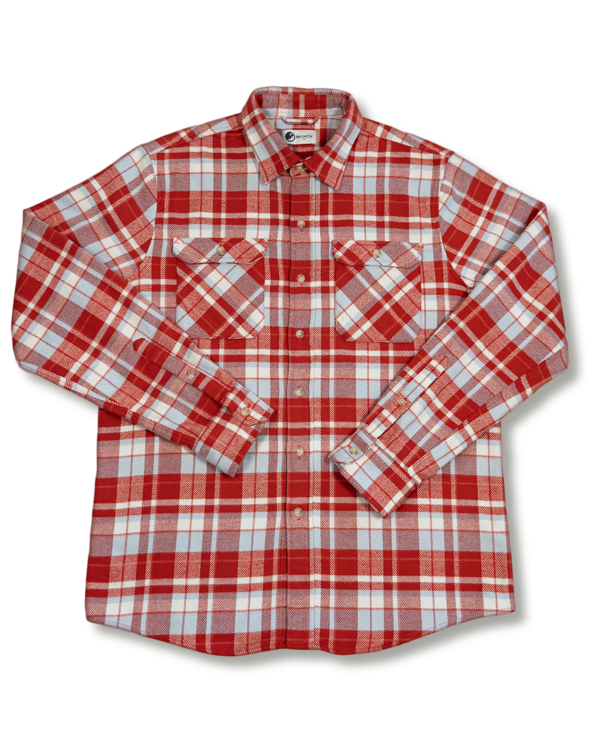 Soft Flannel Shirt for Men, 100% Cotton Flannel in Cayenne Red Plaid