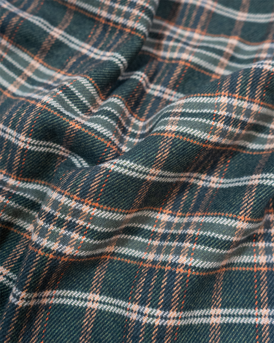 Field Grand Flannel in Green and Orange Plaid, Heavyweight 100% Cotton Flannel for Men