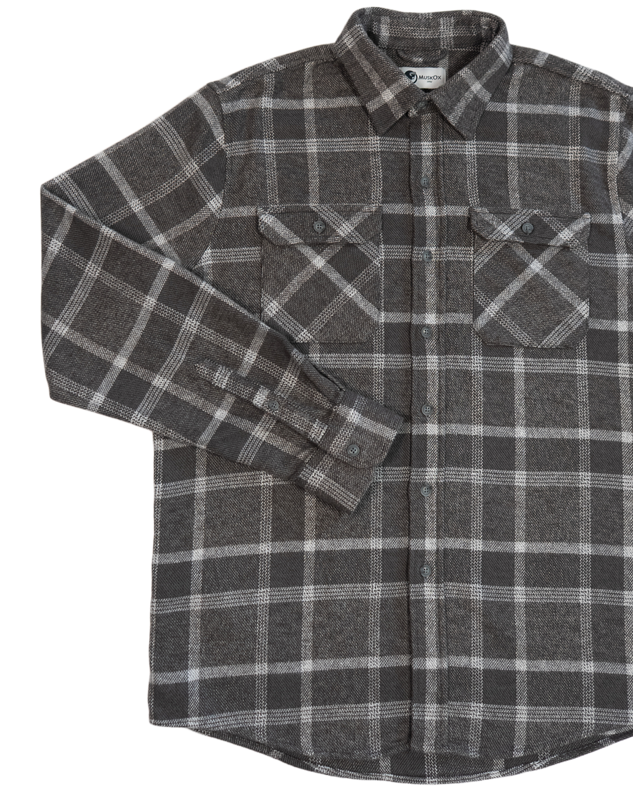 Soft Flannel Shirt for Men, 100% Cotton Flannel in Flint Windowpane