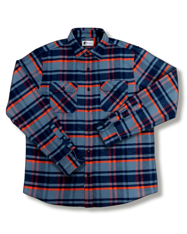 Grand Flannel in Blue Plaid, 100% Cotton Flannel for Men