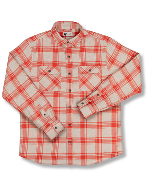 Field Grand Flannel in Oatmeal, Orange and Tan Plaid