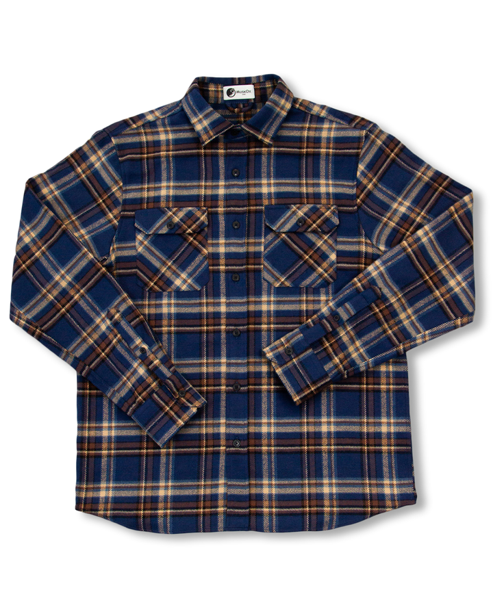 Field Grand Flannel in Pecan, 100% Cotton Flannel for Men by MuskOx Flannels