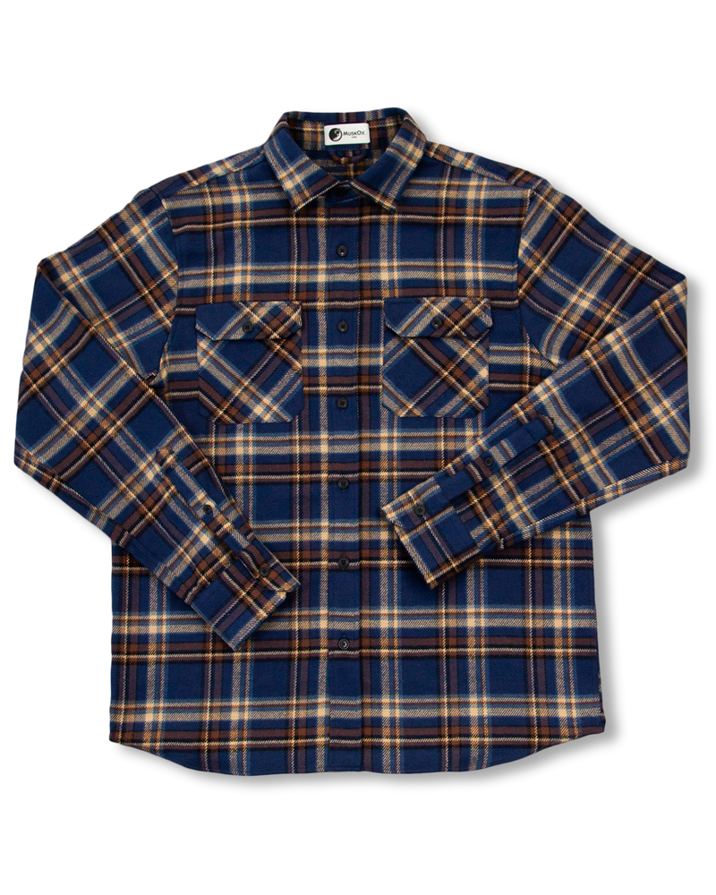 Field Grand Flannel in Pecan, 100% Cotton Flannel for Men by MuskOx Flannels
