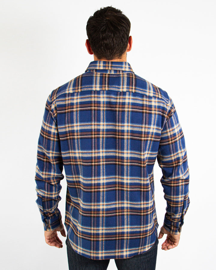 Field Grand Flannel in Pecan, 100% Cotton Flannel for Men by MuskOx Flannels