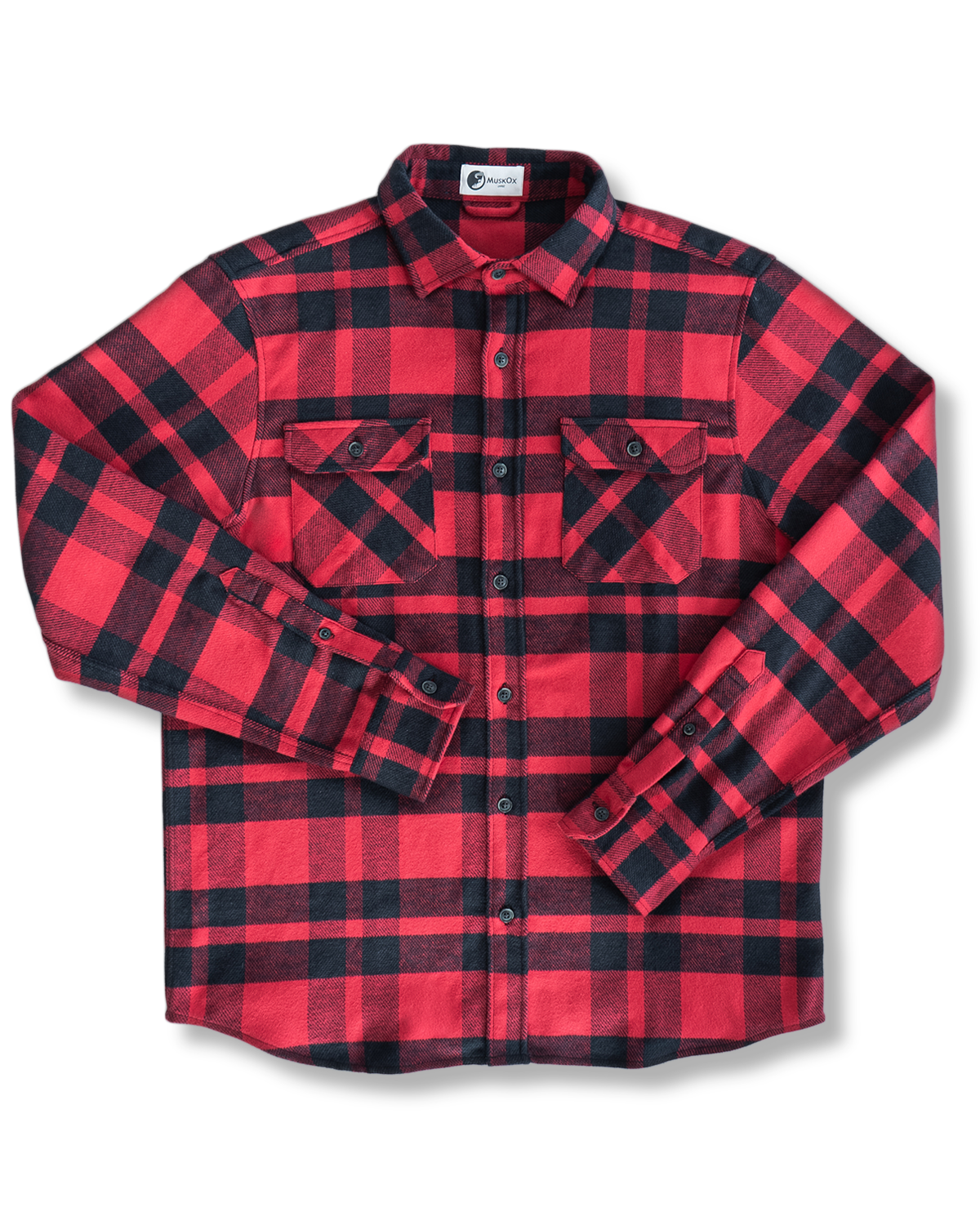 Field Grand Flannel in Red Plaid, 100% Cotton Flannel Shirt for Men by MuskOx