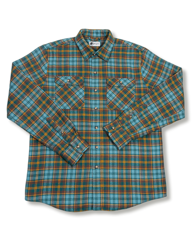 Field Grand Flannel in Sea Green, 100% cotton flannel shirt for men