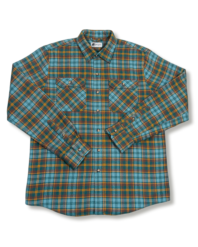 Field Grand Flannel in Sea Green, 100% cotton flannel shirt for men