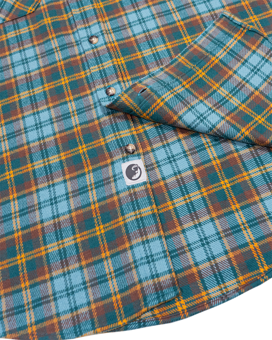 Field Grand Flannel in Sea Green, 100% cotton flannel shirt for men