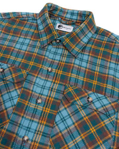 Field Grand Flannel in Sea Green, 100% cotton flannel shirt for men