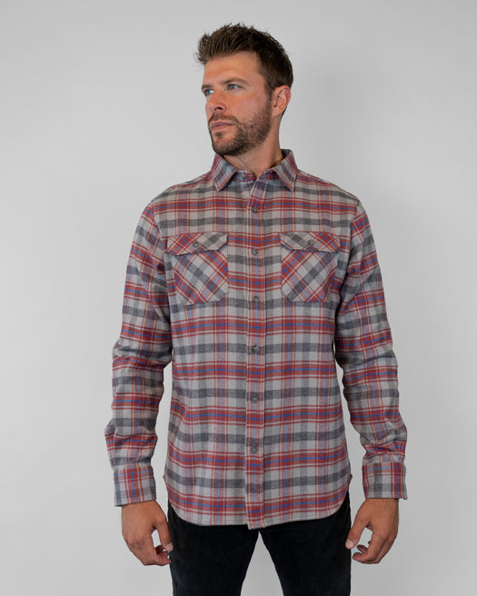 Soft Flannel Shirt for Men in 100% Cotton, Field Grand Flannel in Red ...