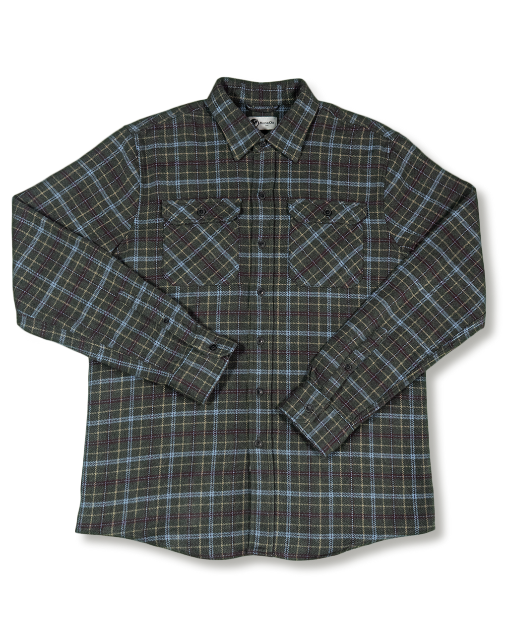 Men's Heavyweight Cotton Flannel in Green, Burgundy, Blue, and Yellow Plaid