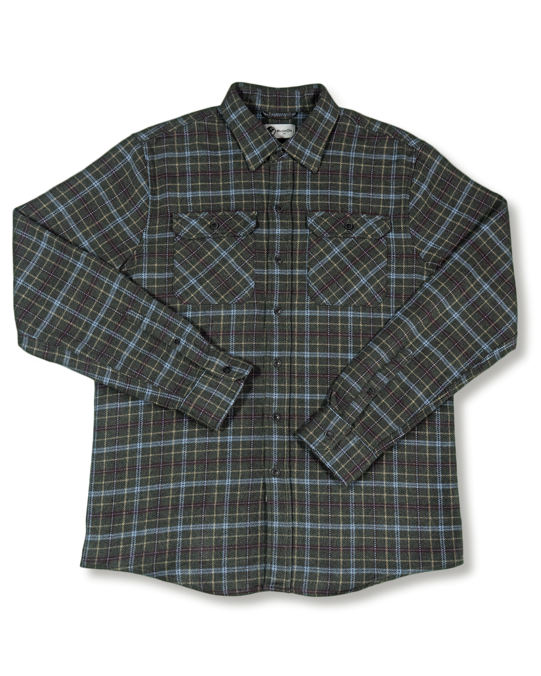 Men's Heavyweight Cotton Flannel in Green, Burgundy, Blue, and Yellow Plaid