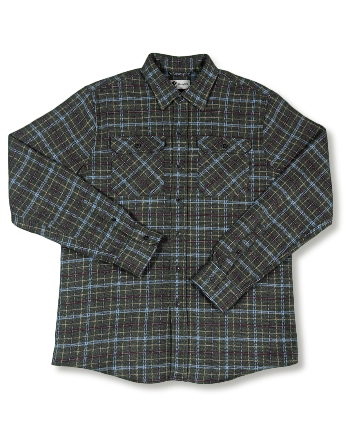 Men's Heavyweight Cotton Flannel in Green, Burgundy, Blue, and Yellow Plaid