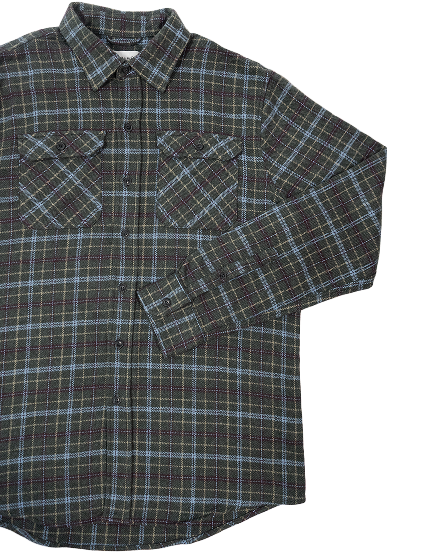 Men's Heavyweight Cotton Flannel in Green, Burgundy, Blue, and Yellow Plaid