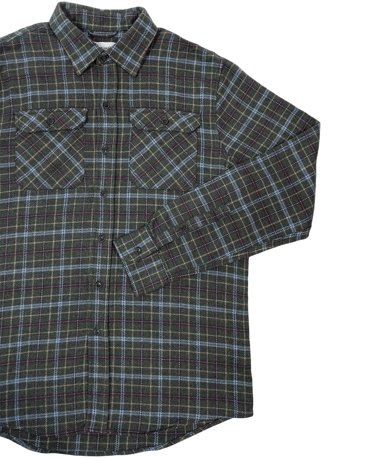 Men's Heavyweight Cotton Flannel in Green, Burgundy, Blue, and Yellow Plaid