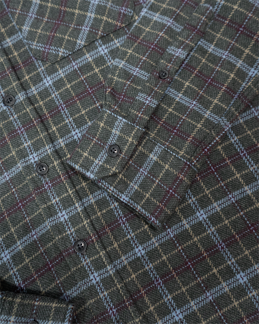 Men's Heavyweight Cotton Flannel in Green, Burgundy, Blue, and Yellow Plaid