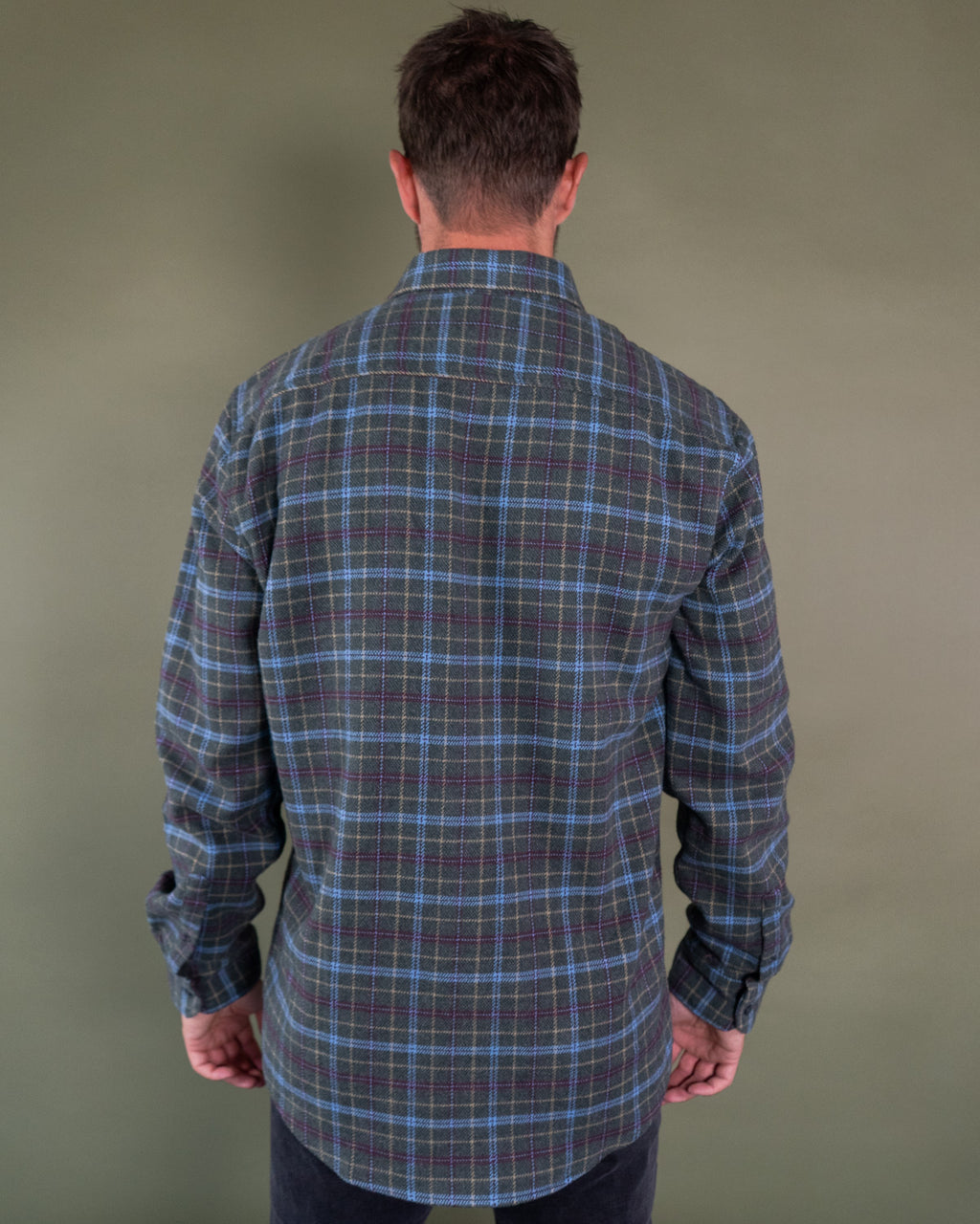 Men's Heavyweight Cotton Flannel in Green, Burgundy, Blue, and Yellow Plaid