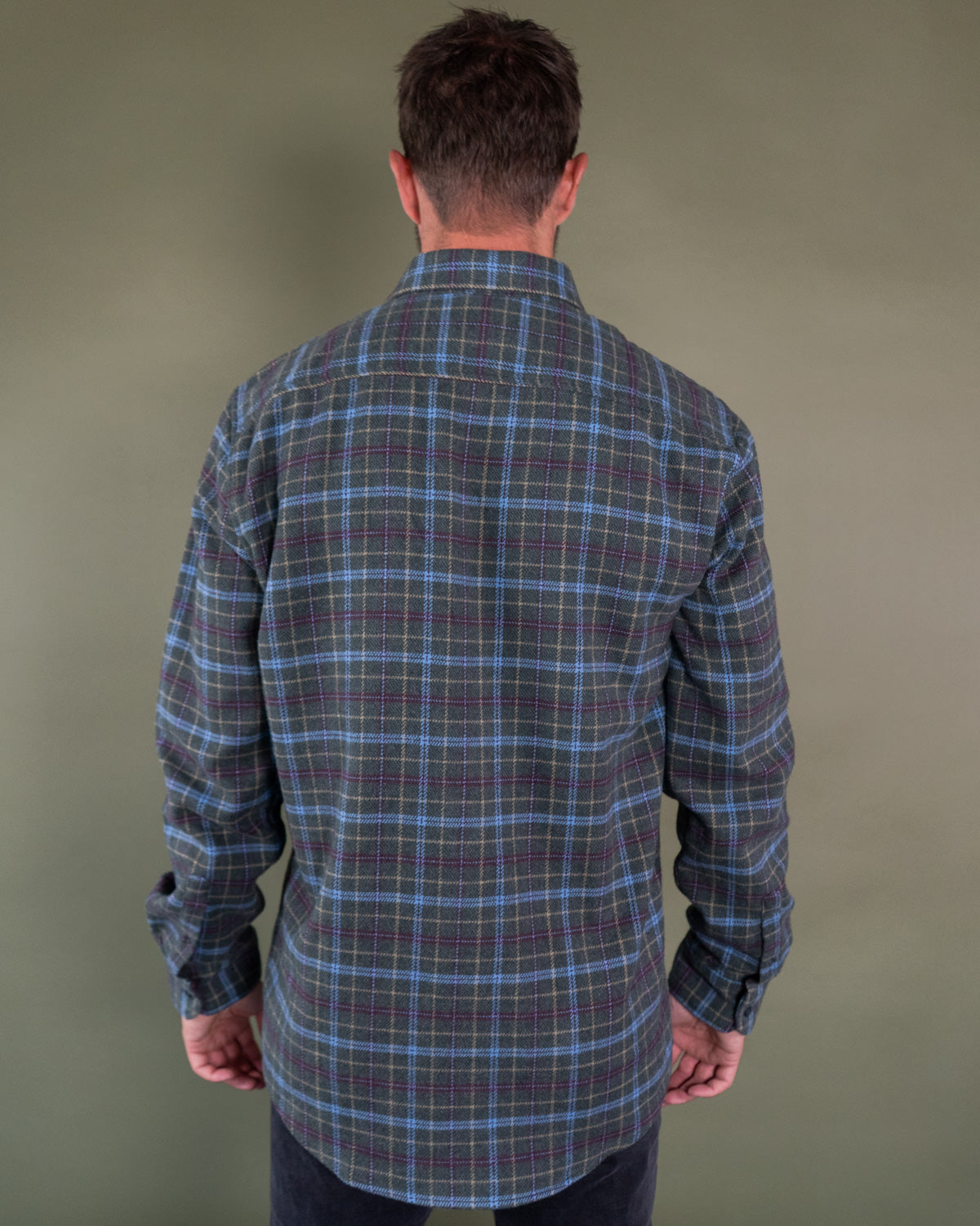 Men's Heavyweight Cotton Flannel in Green, Burgundy, Blue, and Yellow Plaid