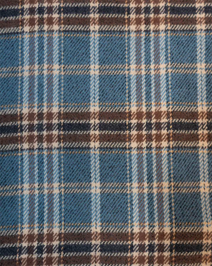 Field Grand Flannel in Steel Blue Plaid, 100% Cotton Heavyweight Flannel