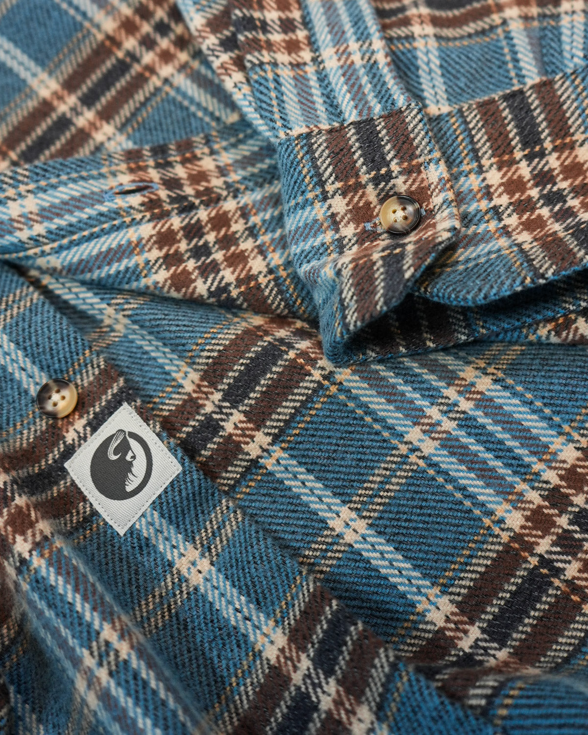 Field Grand Flannel in Steel Blue Plaid, 100% Cotton Heavyweight Flannel