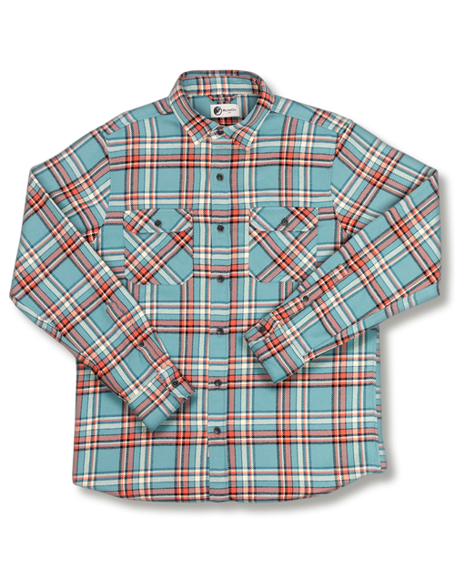 Field Grand Flannel in Teal Plaid, 100% Cotton Flannel for Men, Dense and Durable for the Field