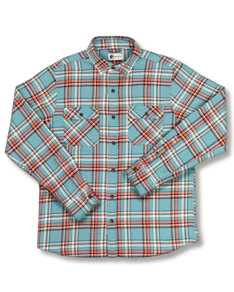 Field Grand Flannel in Teal Plaid, 100% Cotton Flannel for Men, Dense and Durable for the Field