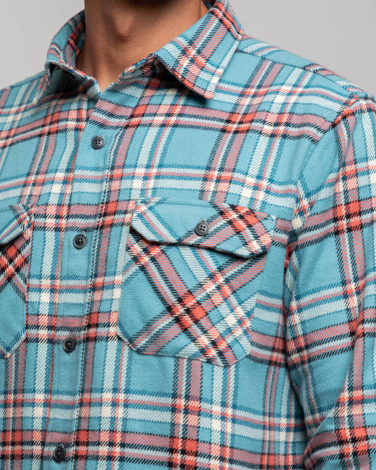 Field Grand Flannel in Teal Plaid, 100% Cotton Flannel for Men, Dense and Durable for the Field