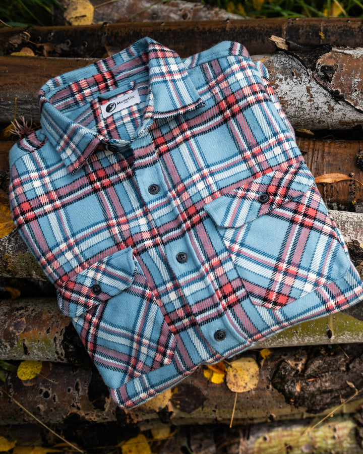 Field Grand Flannel in Teal Plaid, 100% Cotton Flannel for Men, Dense and Durable for the Field