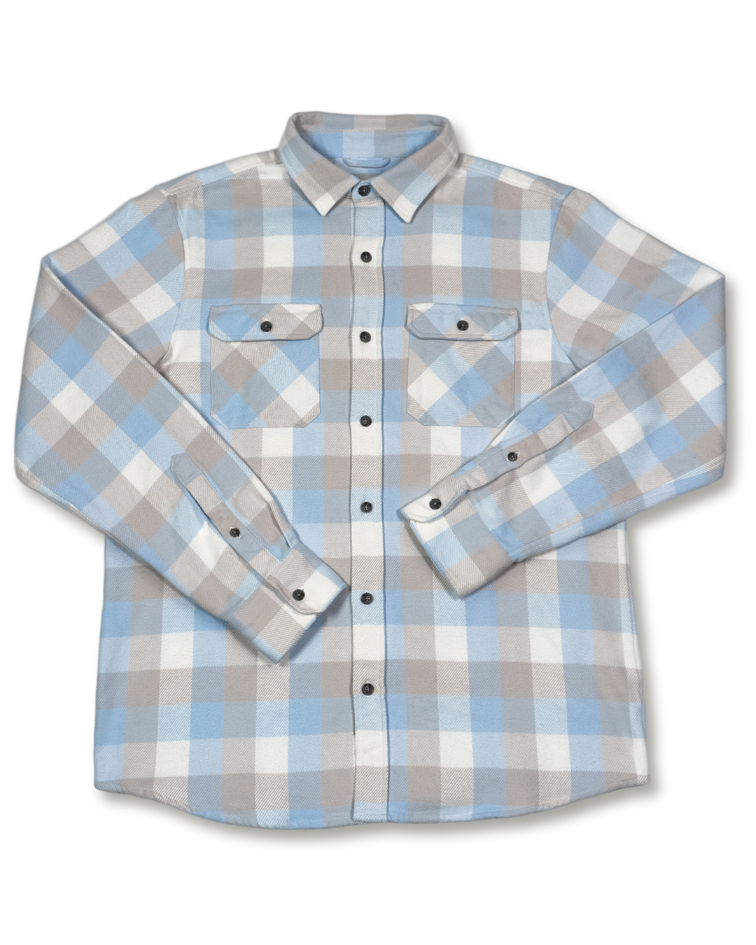 Field Grand Flannel in Blue Gingham Plaid, 100% Cotton Flannel for Men