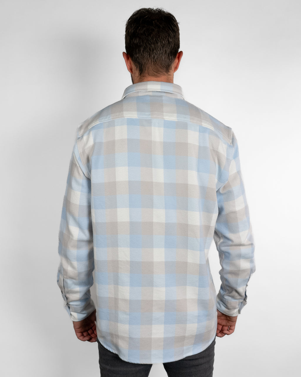 Field Grand Flannel in Blue Gingham Plaid, 100% Cotton Flannel for Men