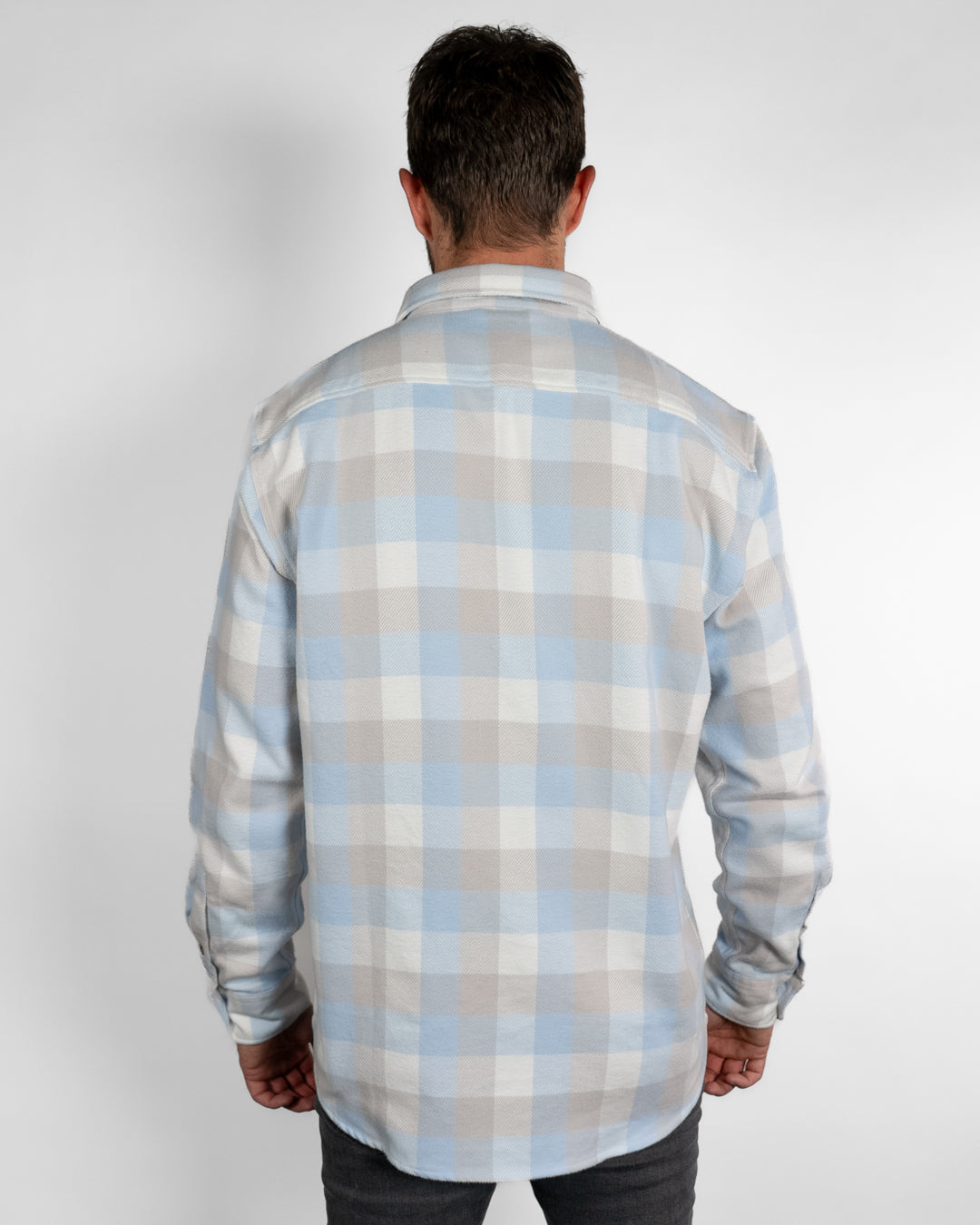 Field Grand Flannel in Blue Gingham Plaid, 100% Cotton Flannel for Men