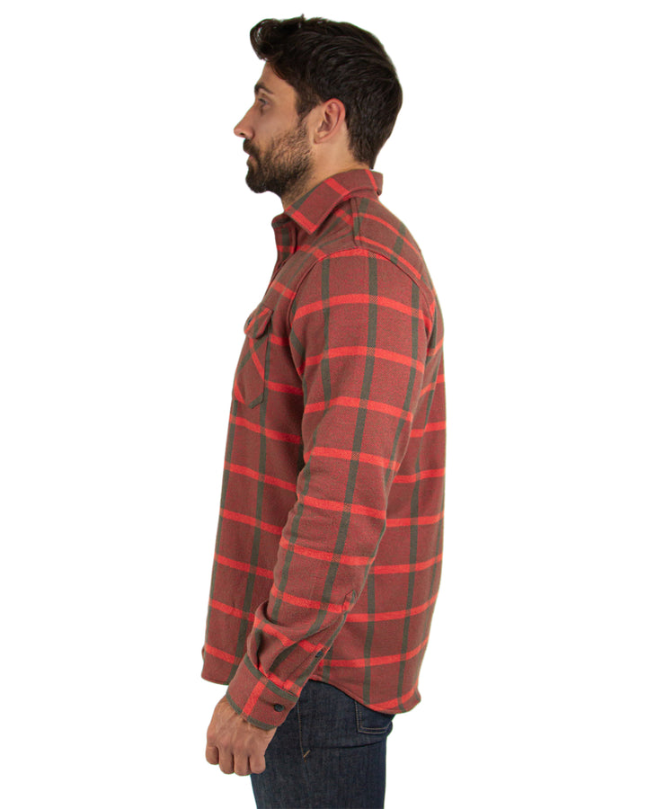 Field Grand Flannel in Red and Green, 100% Cotton Flannel Shirt for Men by MuskOx