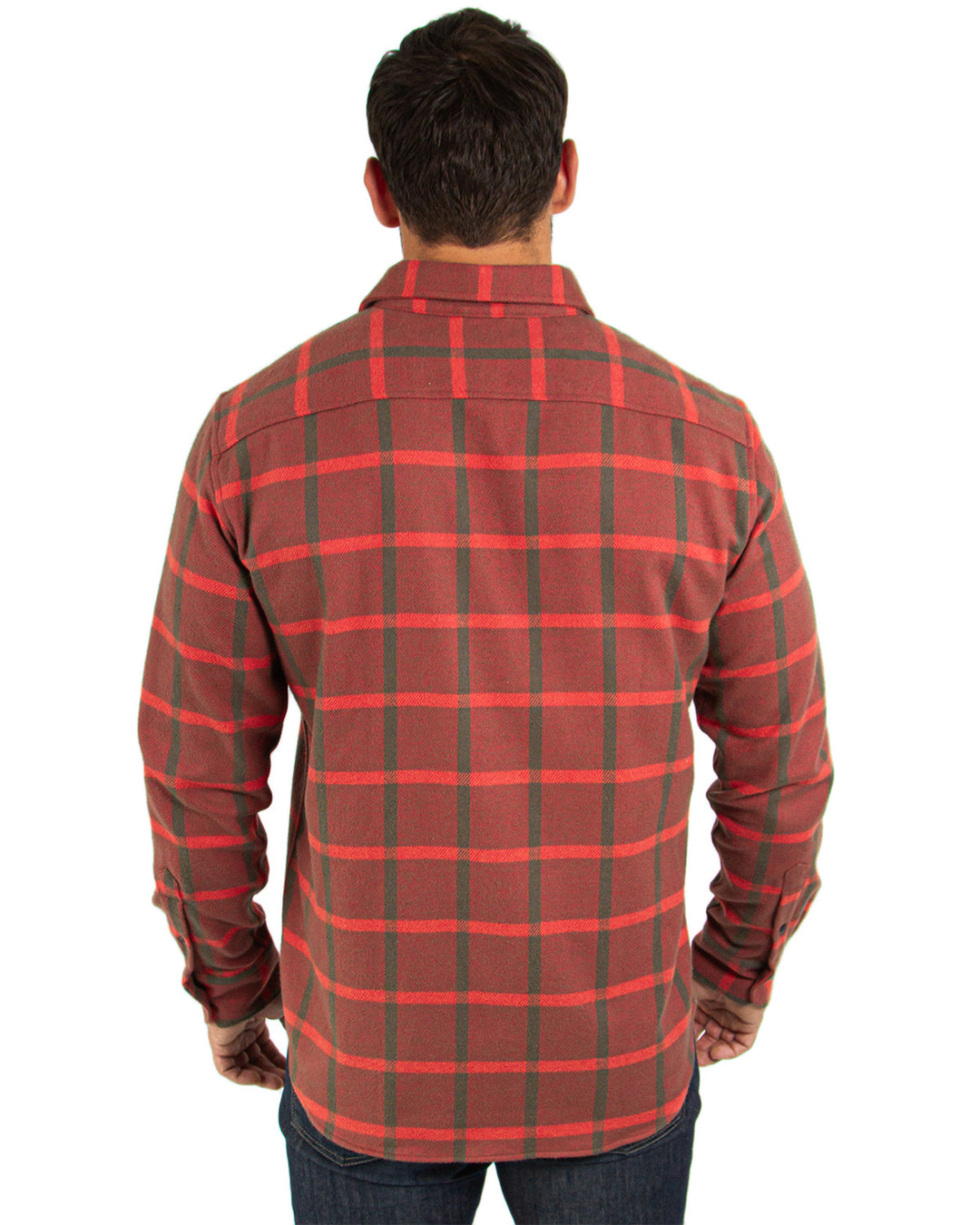 Field Grand Flannel in Red and Green, 100% Cotton Flannel Shirt for Men by MuskOx