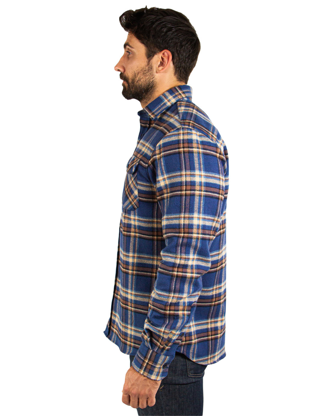 Field Grand Flannel, Blue & Brown Heavyweight Flannel Shirt for Men –  MuskOx Flannels