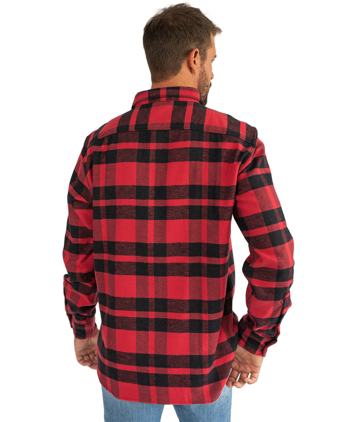 Field Grand Flannel in Red Plaid, 100% Cotton Flannel Shirt for Men by MuskOx