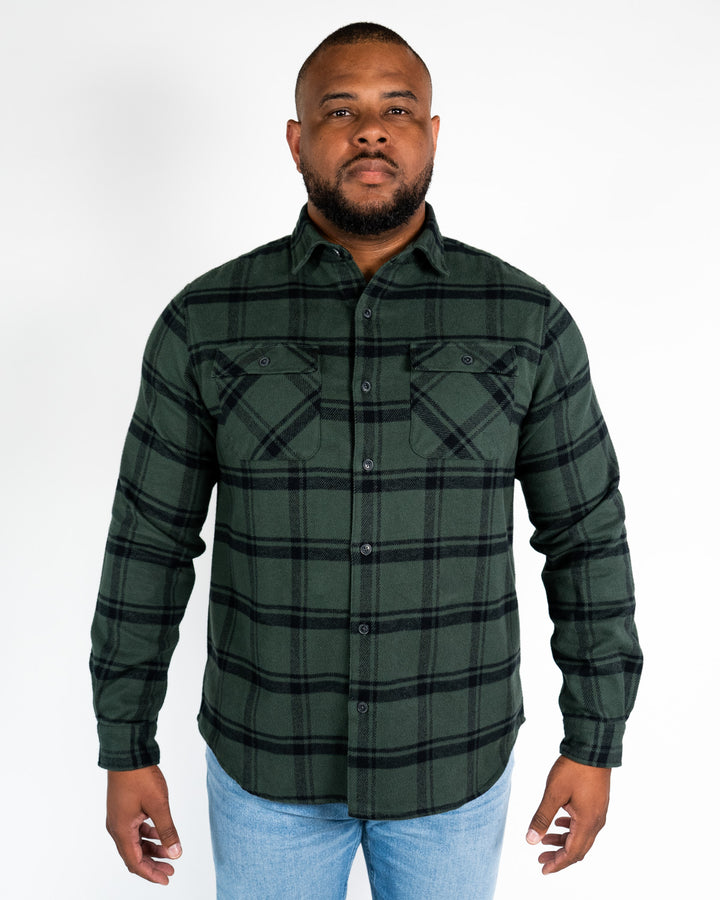 Field Grand Flannel Dark Green, 100% Cotton Flannel