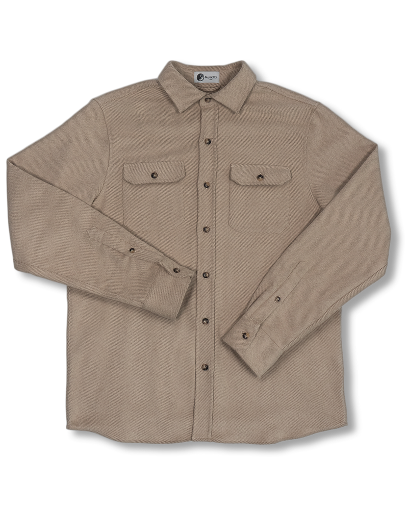 Grand Flannel Shirt in Camel, Solid Tan, 100% Cotton Flannel Shirt for Men
