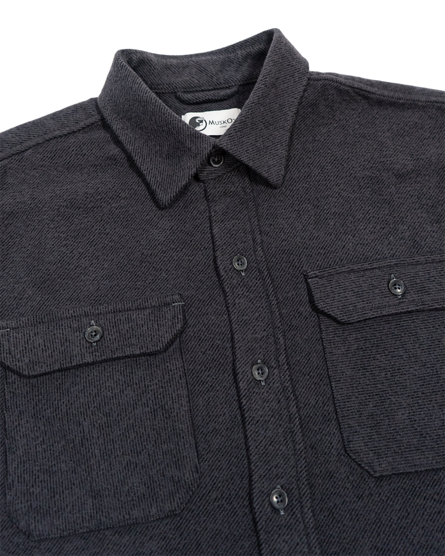 Grand Flannel in Charcoal, 100% Cotton Flannel Shirt for Men