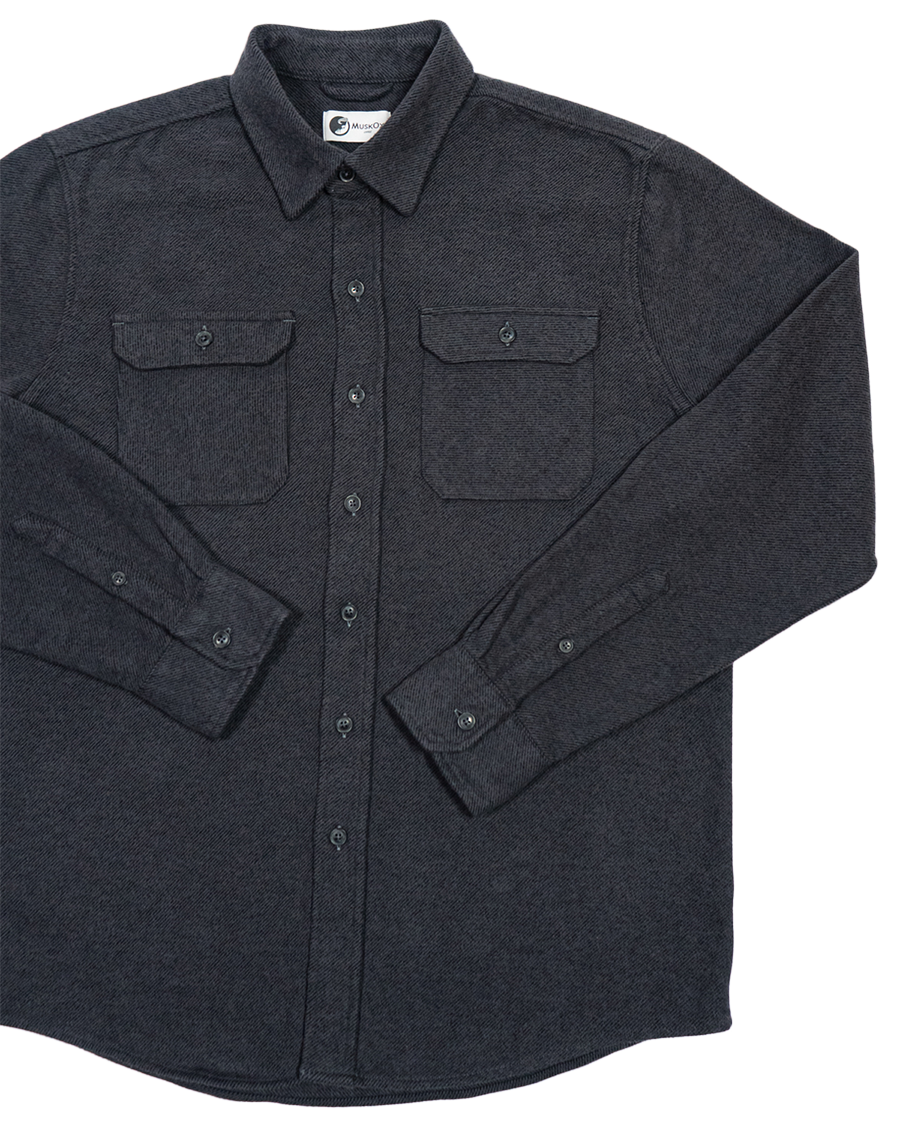 Grand Flannel in Charcoal, 100% Cotton Flannel Shirt for Men