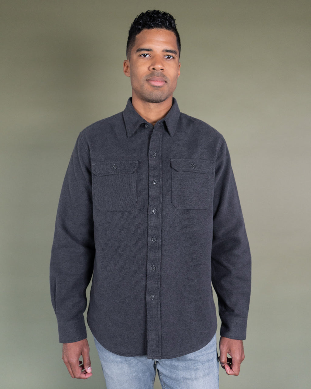 Grand Flannel in Charcoal, 100% Cotton Flannel Shirt for Men