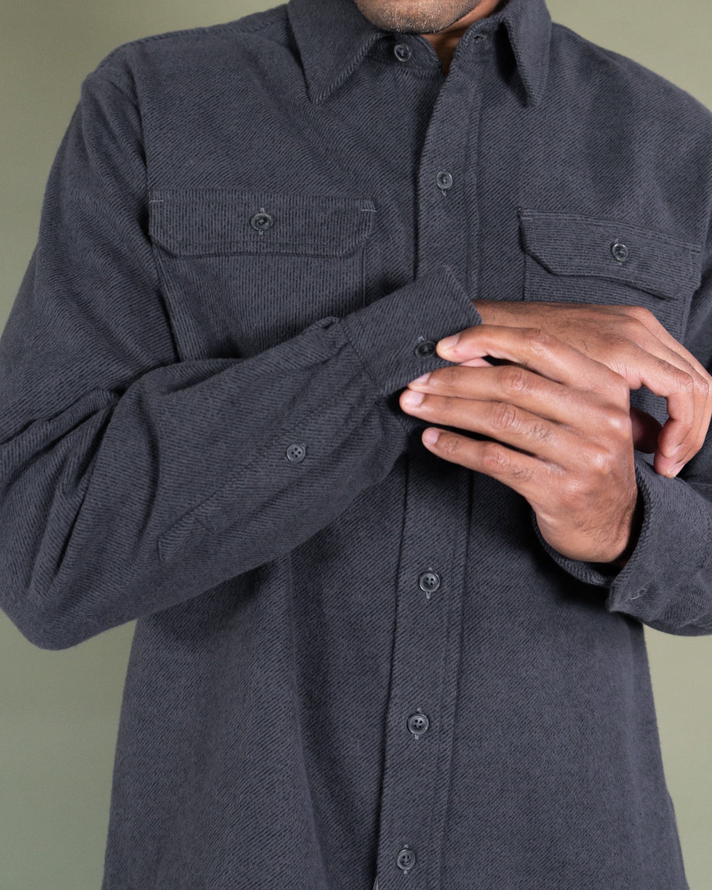 Grand Flannel in Charcoal, 100% Cotton Flannel Shirt for Men