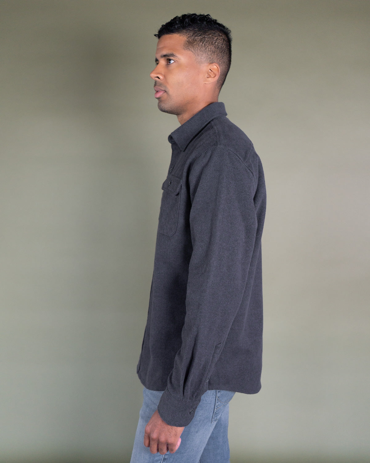 Grand Flannel in Charcoal, 100% Cotton Flannel Shirt for Men