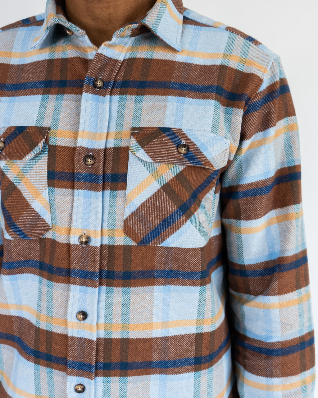The Grand Flannel in Blue Plaid by MuskOx Flannels, 100% Heavyweight Cotton Flannel Shirt for Men