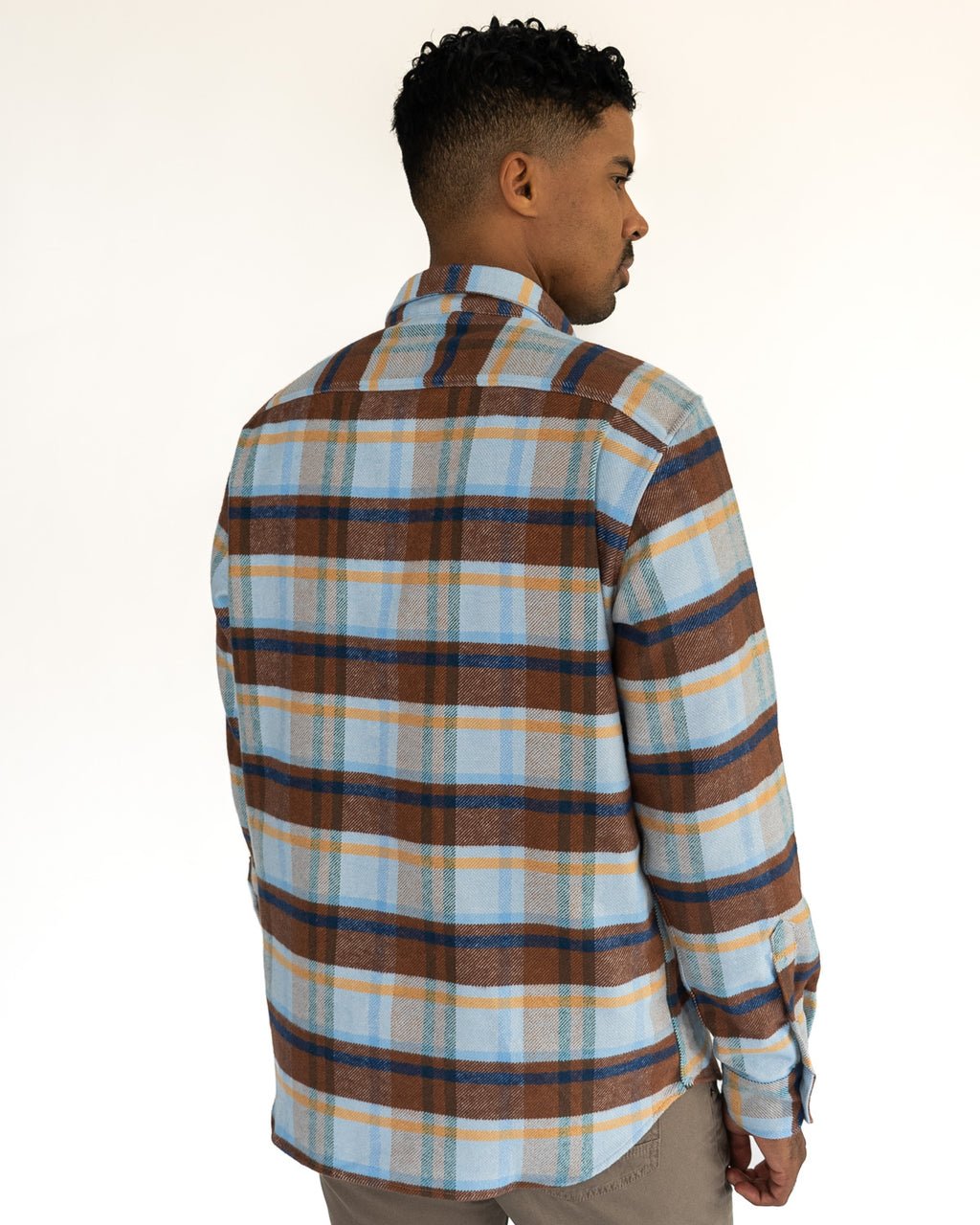 The Grand Flannel in Blue Plaid by MuskOx Flannels, 100% Heavyweight Cotton Flannel Shirt for Men