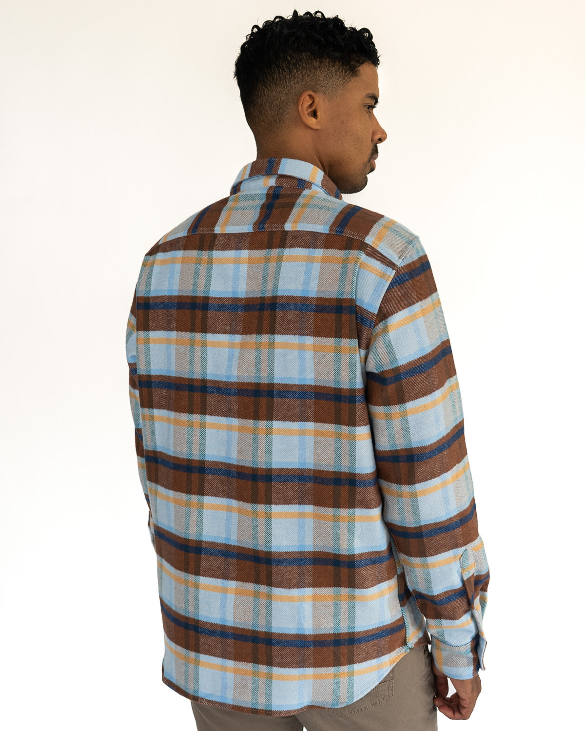The Grand Flannel in Blue Plaid by MuskOx Flannels, 100% Heavyweight Cotton Flannel Shirt for Men