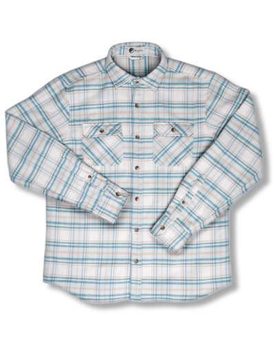 Grand Flannel Shirt for Men, 100% Cotton Heavyweight Flannel Shirt in Blue and Yellow Plaid