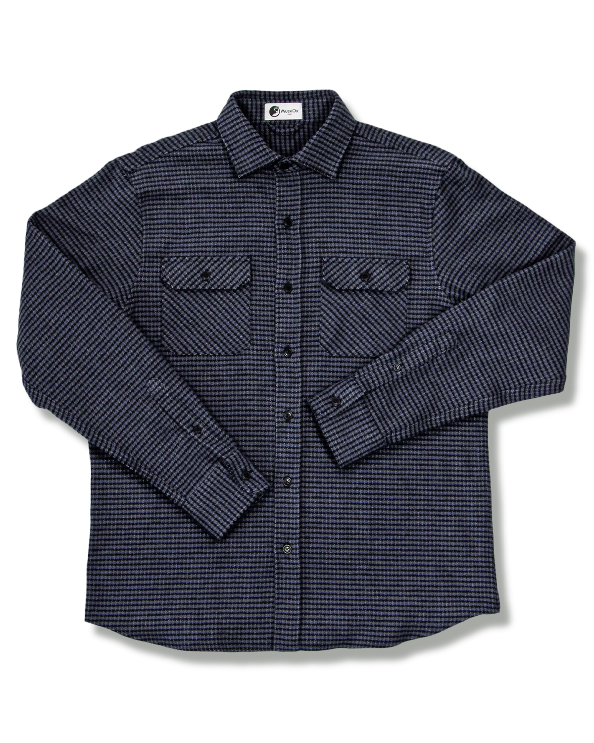 The Grand Flannel in Dark Blue by MuskOx Flannels, 100% Heavyweight Cotton Flannel Shirt for Men