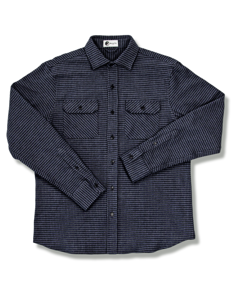 The Grand Flannel in Dark Blue by MuskOx Flannels, 100% Heavyweight Cotton Flannel Shirt for Men